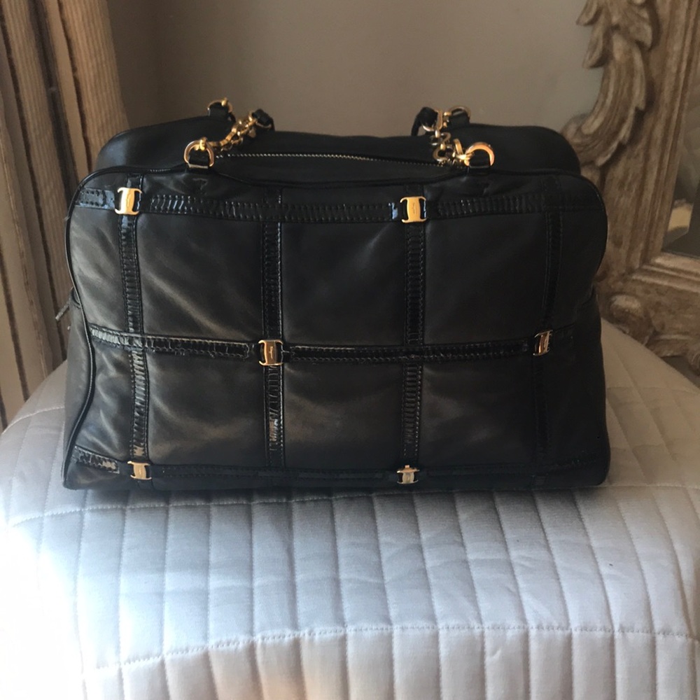 Authentic Salvatore Ferragamo Leather Quilt Bag
